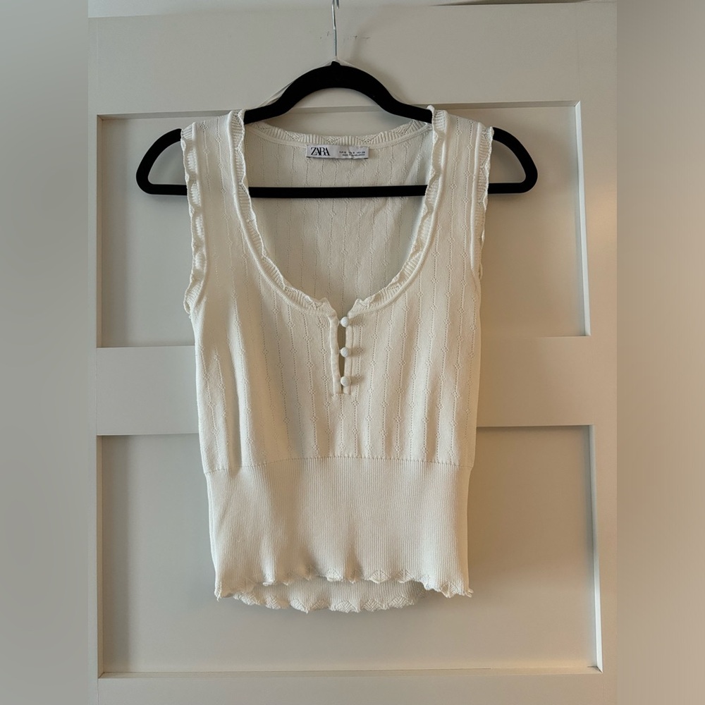 White Zara Sweater Tank Size S